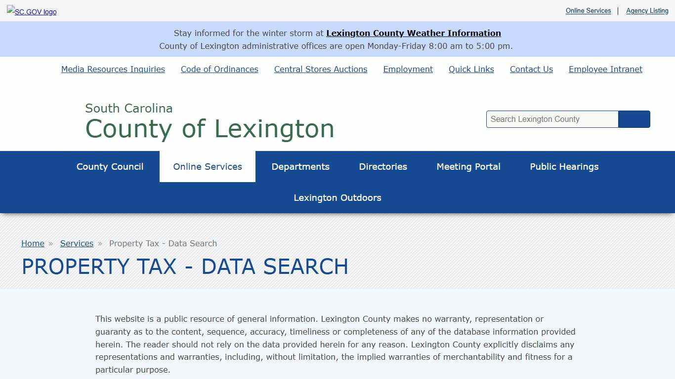 Property Tax - Data Search County of Lexington