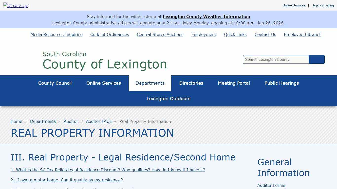 Real Property Information County of Lexington
